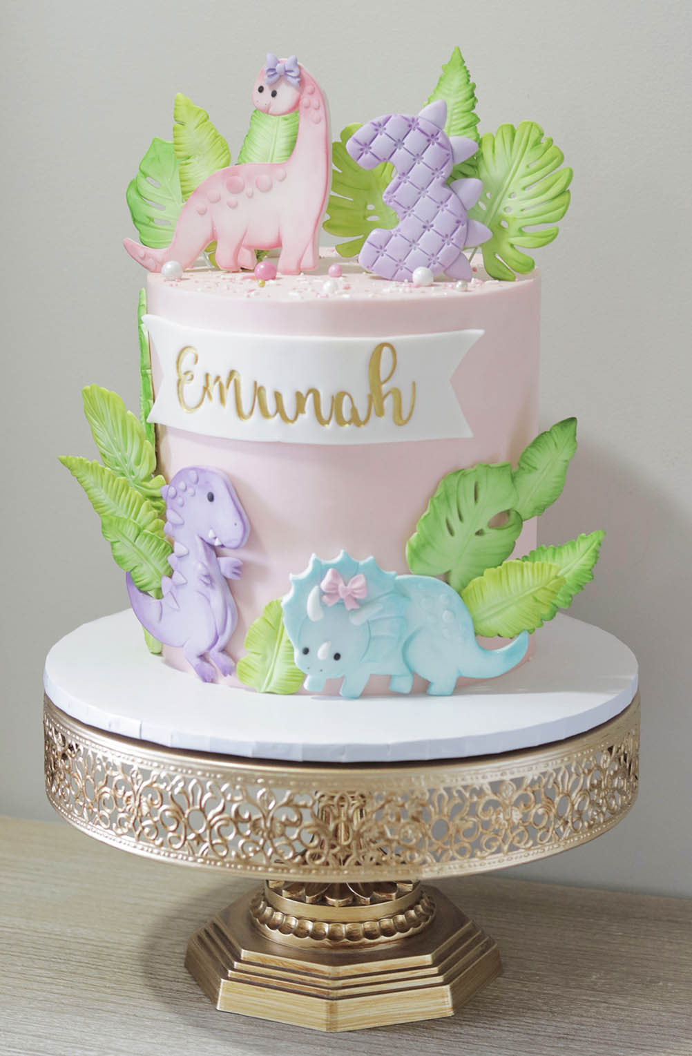 cute girl dinosaur custom birthday cake