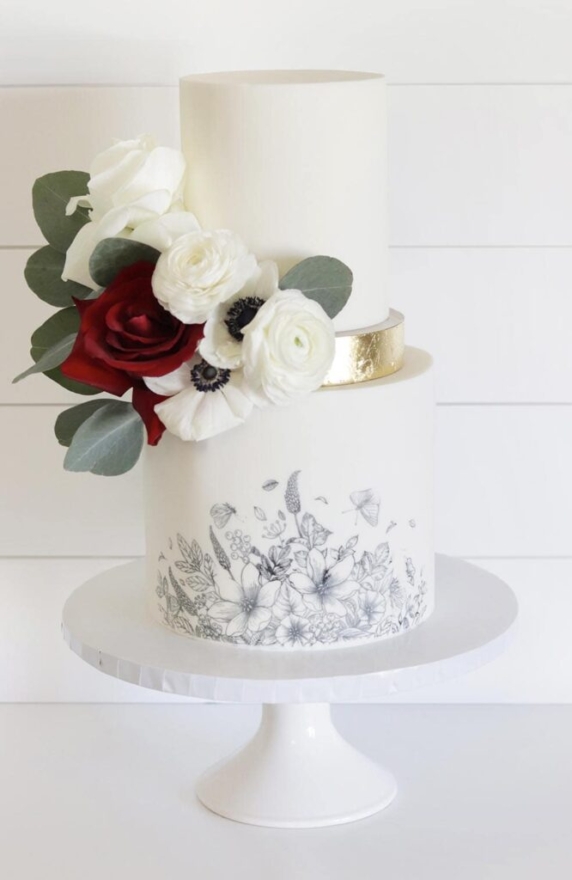 rose floral decorative tier cake